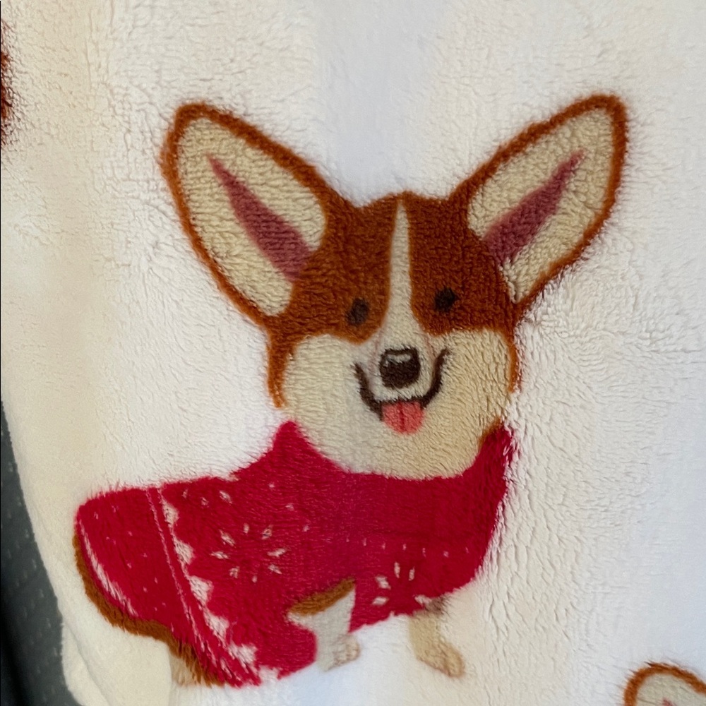 Plush Dog Throw Blanket - Red and White - Picture 3 of 6
